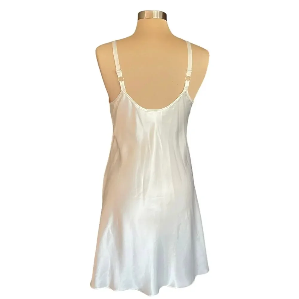 Best United Garment Co. Lingerie Cream Slip / Slip Dress Sz MED Satin and Lace